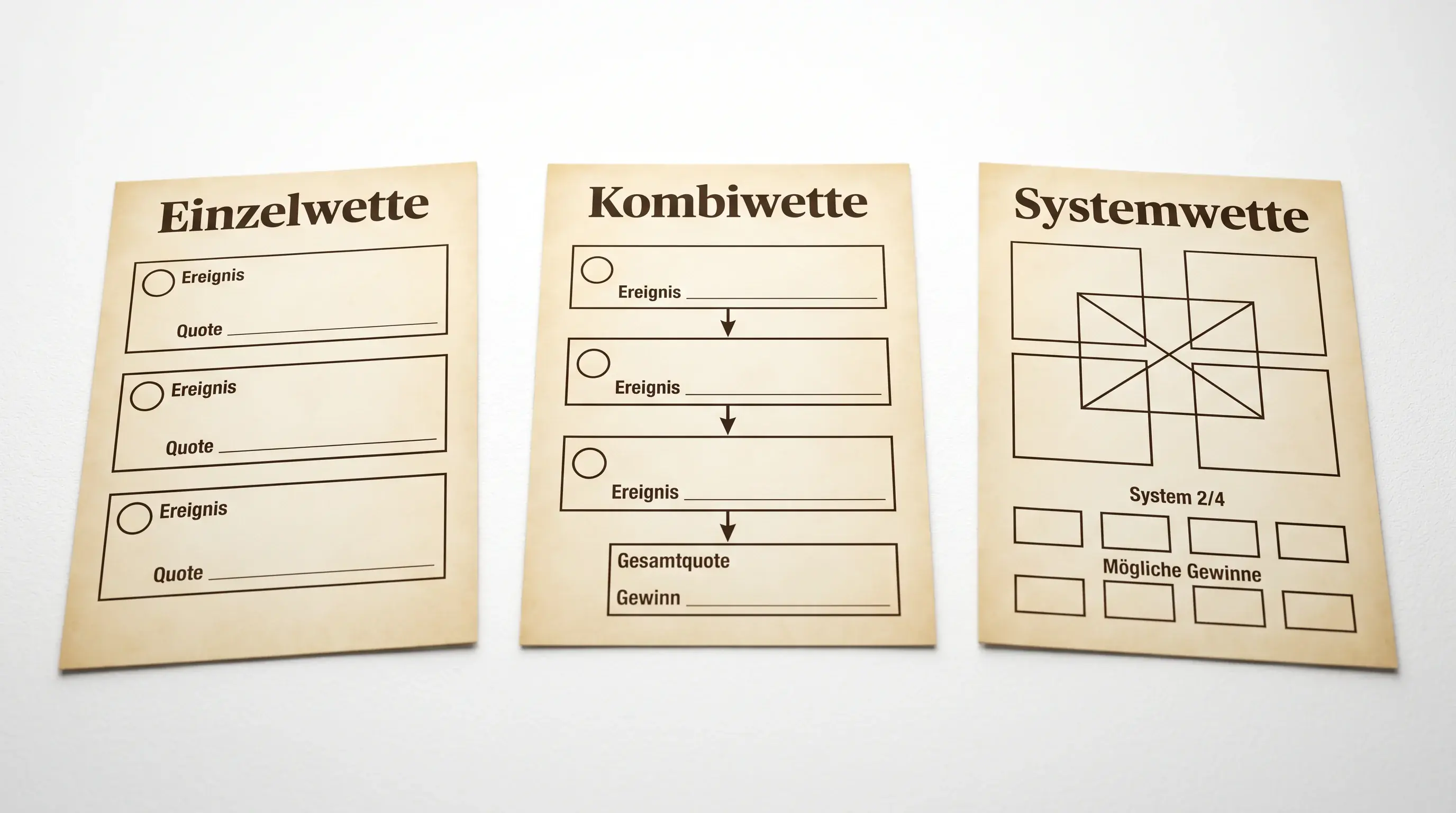 Vergleich der drei Wetttypen beim Fussball: Einzelwette, Kombiwette und Systemwette erklärt