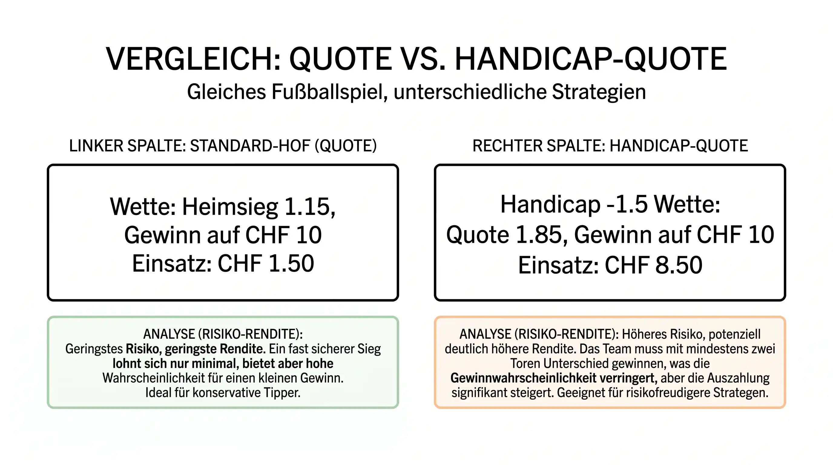 Strategievergleich zeigt wann Handicap-Wette gegenüber 1X2-Wette beim Fussball vorteilhafter ist