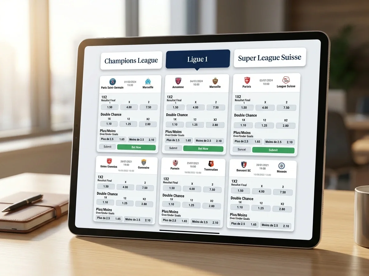 Fussball-Wettangebot Jouez Sport – Champions League, Ligue 1 und Super League Wettmärkte im Überblick
