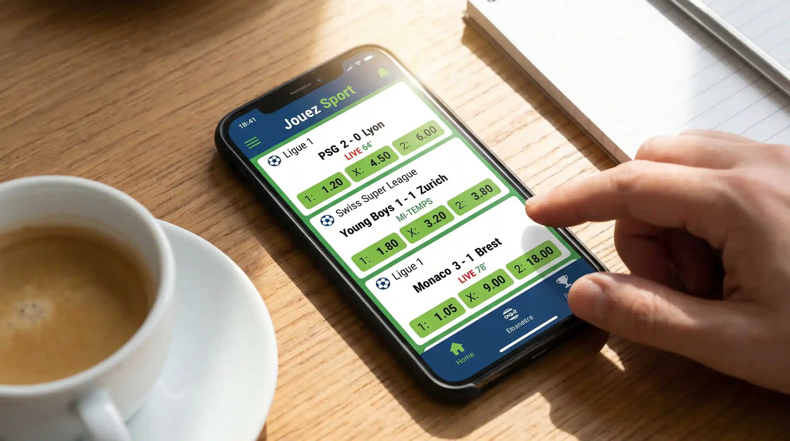Jouez Sport mobile App auf dem Smartphone – Fussball-Wettangebot und Livewetten der Loterie Romande