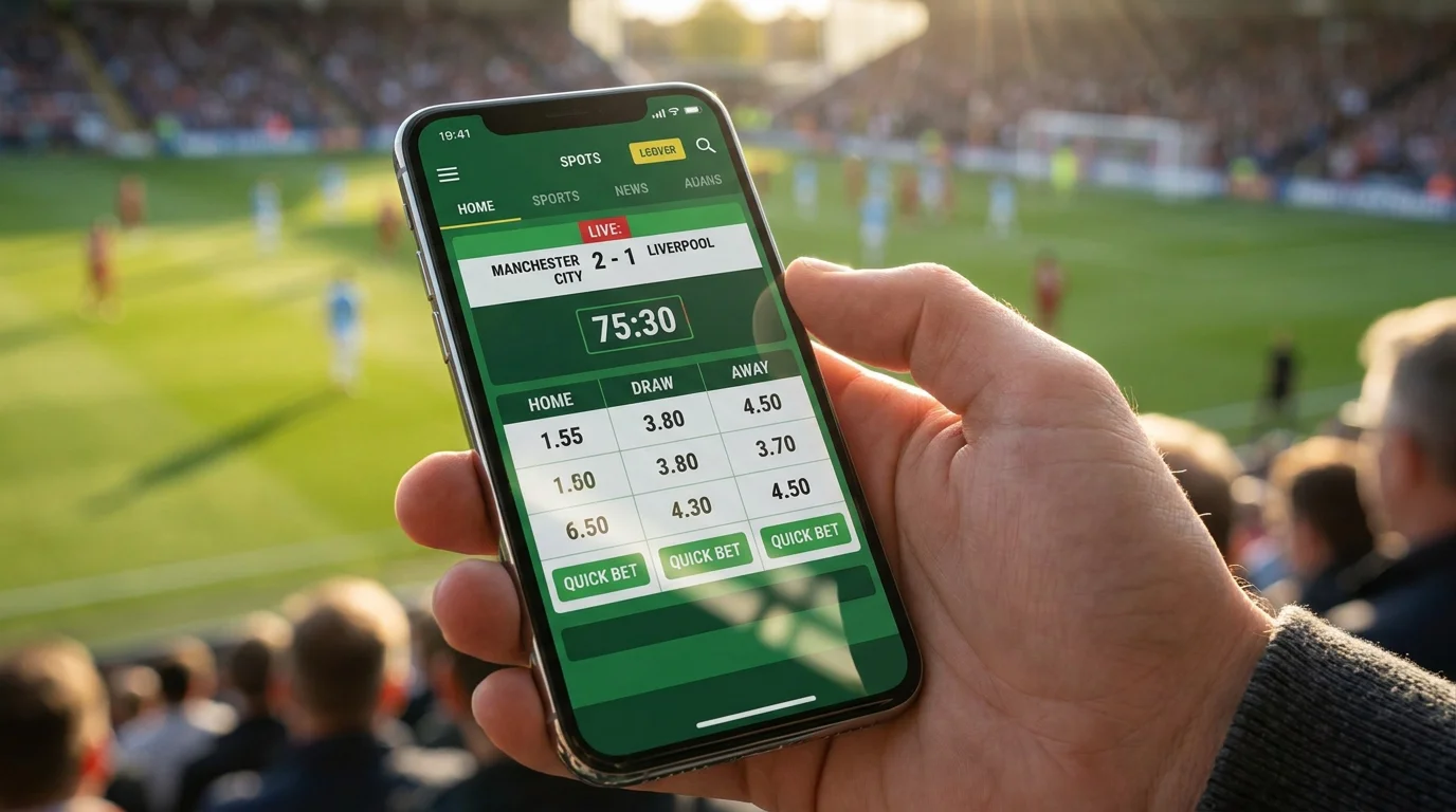 Fussball Livewetten Schweiz 2026 – Echtzeit-Wettmärkte auf dem Smartphone während eines laufenden Spiels