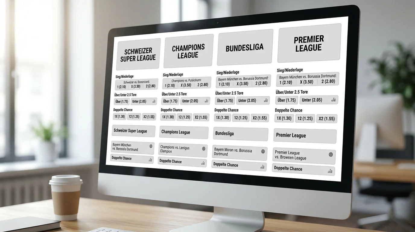 Fussball-Wettmärkte bei Sporttip – Super League, Champions League und Bundesliga im Überblick