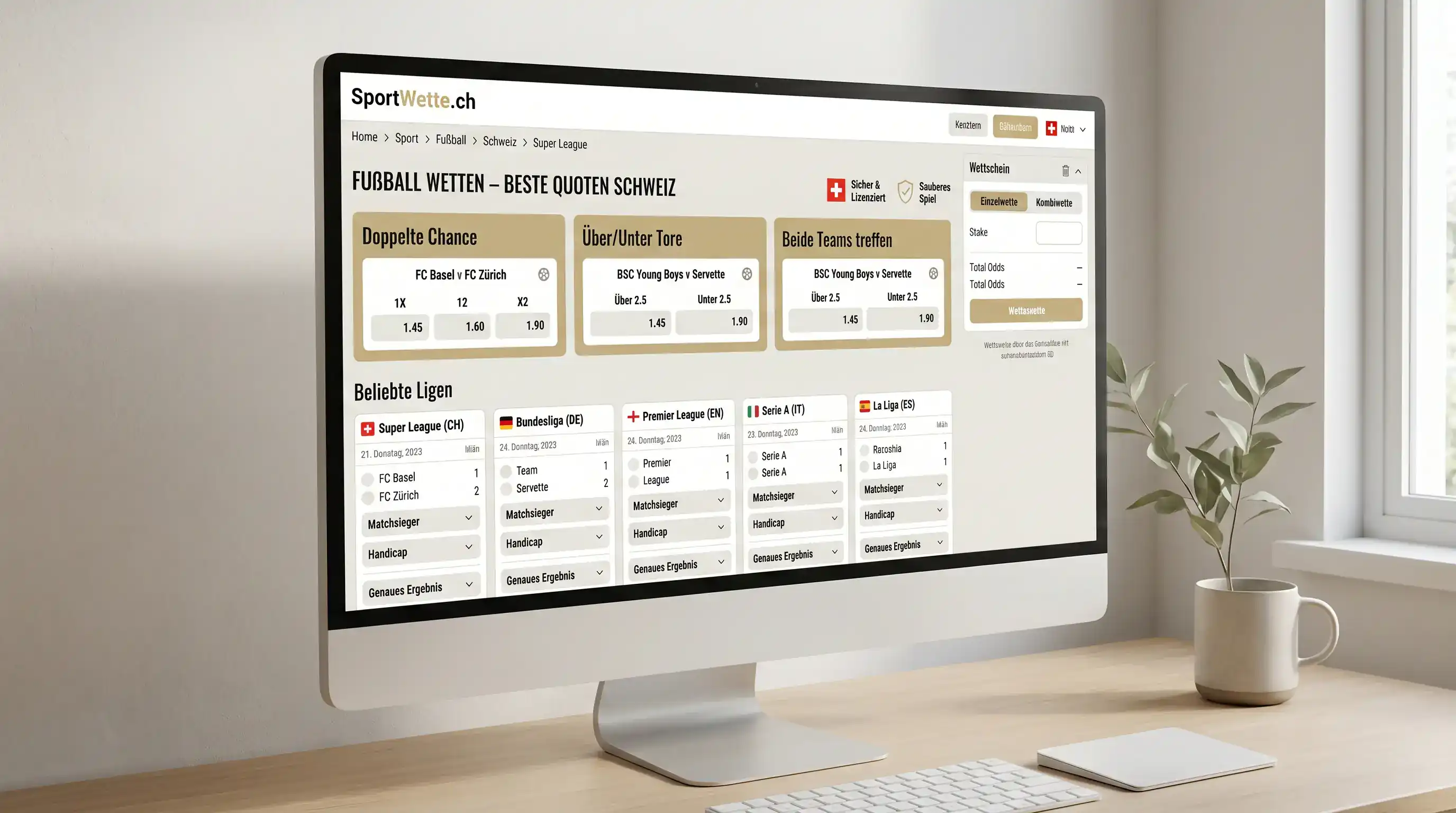 Sporttip Plattform-Übersicht mit Wettangebot und Navigationsstruktur auf sporttip.ch