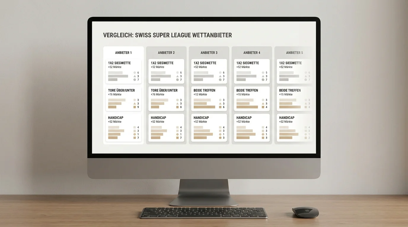 Wettanbieter für Schweizer Super League – Vergleich der verfügbaren SFL-Märkte und Quotentiefe